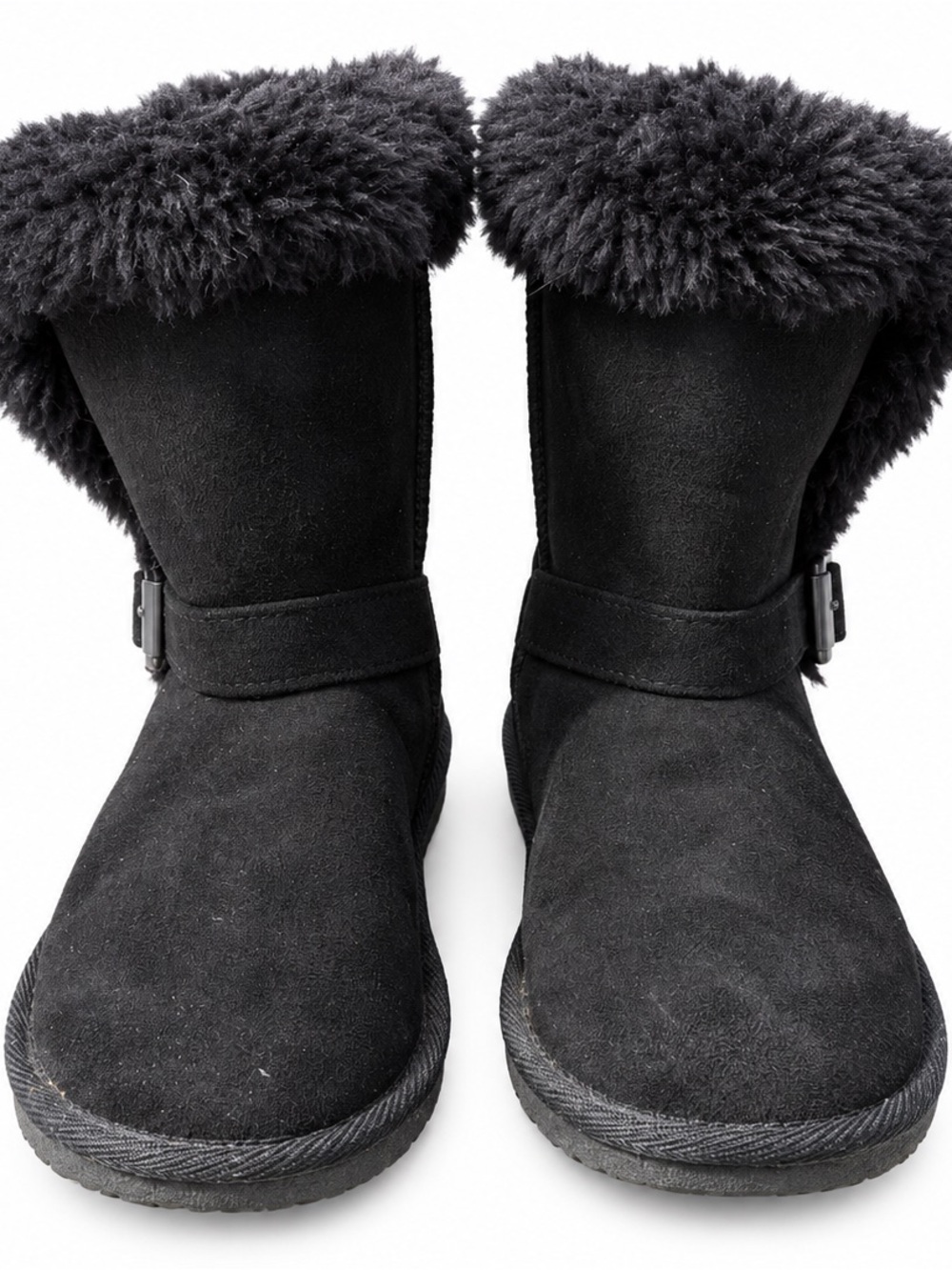 The Children’s Place Girls Black Faux Fur Buckle Chalet Boots Size 1